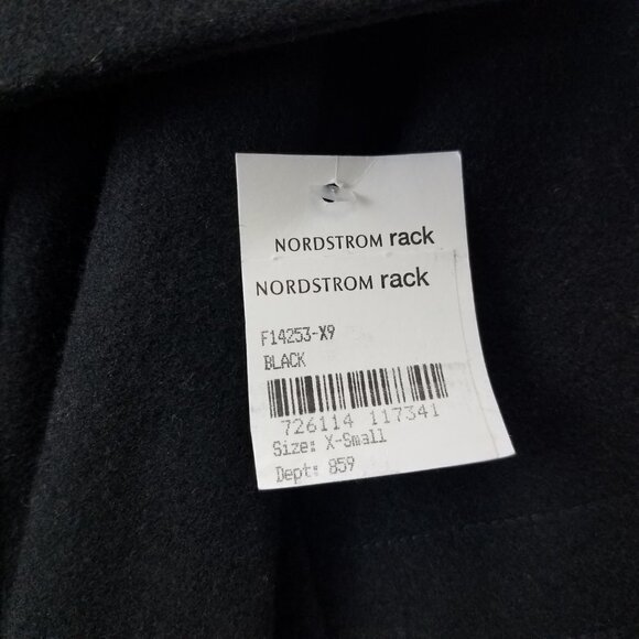 NEW French Connection Size XS Asymmetrical Zipper Tulip Hem Wool Coat in Black - Picture 7 of 12